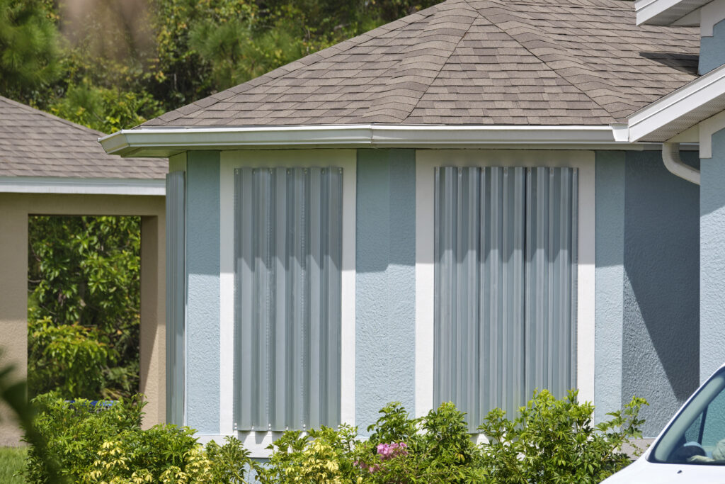 Hurricane shutters on house